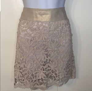 Kensie Gold and Cream Lace skirt